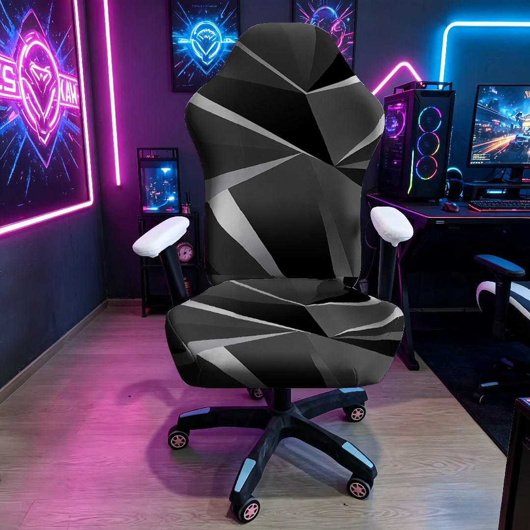 블랙 그레이 기하학적 게이밍 의자 커버, 게이머 및 사 - Esports Gaming Chair 리뷰 및 가격